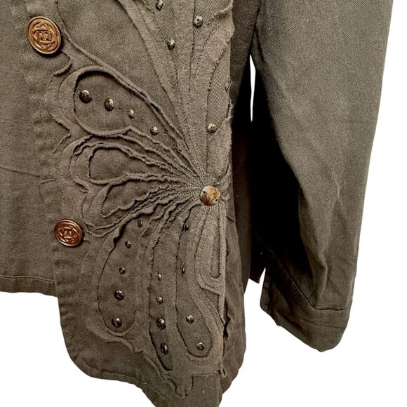Liz & Me Liz Claiborne Jacket Plus Size 5X Brown Boho Applique Casual Womens - Picture 8 of 8